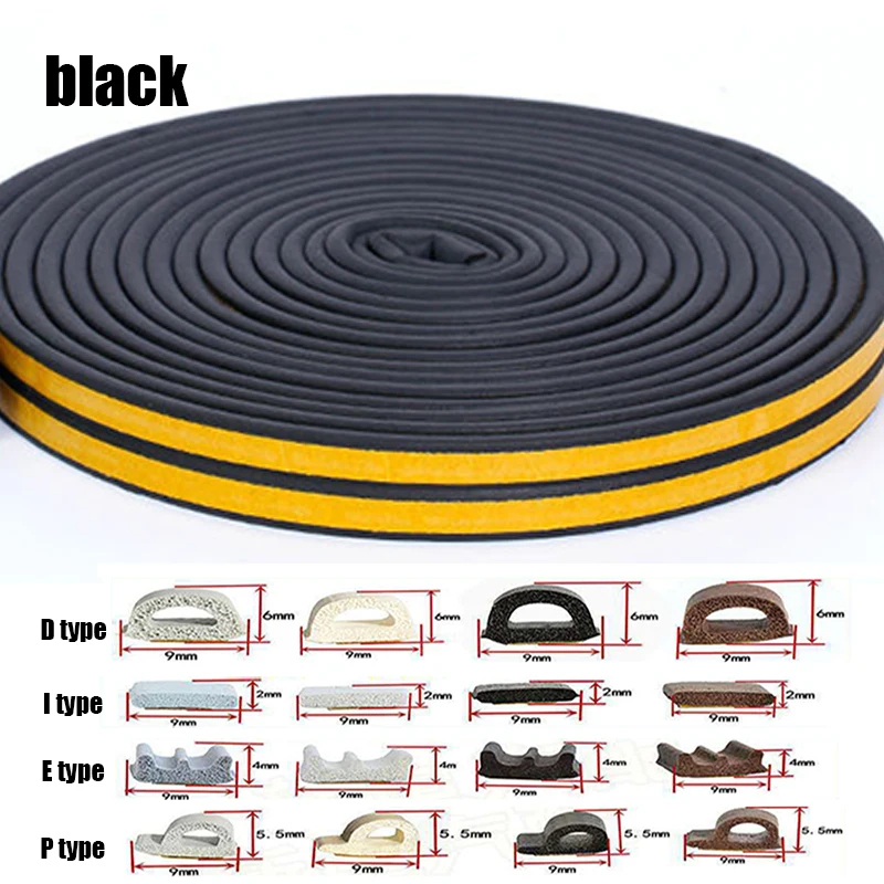 5 m/10 m Weerstrippen Deur Afdichting Strip Diep zelfklevende Draft Stopper Tape Raam Isolatie geluid Rubber Afdichting Strip - afbeelding 1