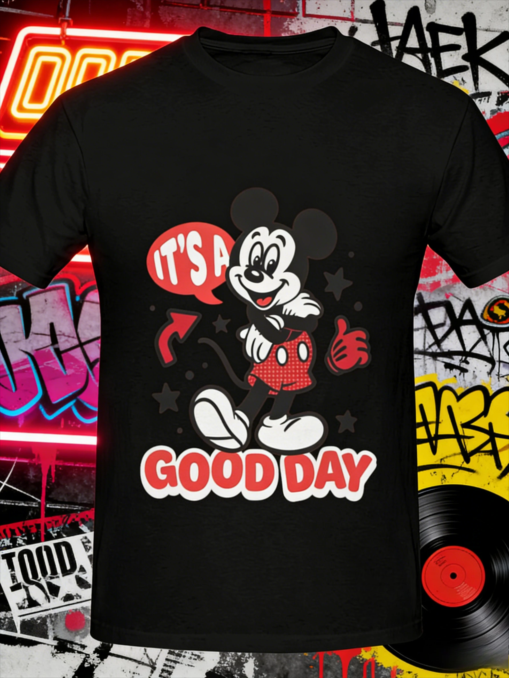 

Disney Mickey and Minnie Retro 100% Pure Cotton Printed Graphic T-shirt for Men and Women, Casual Summer Loose Top Y2k
