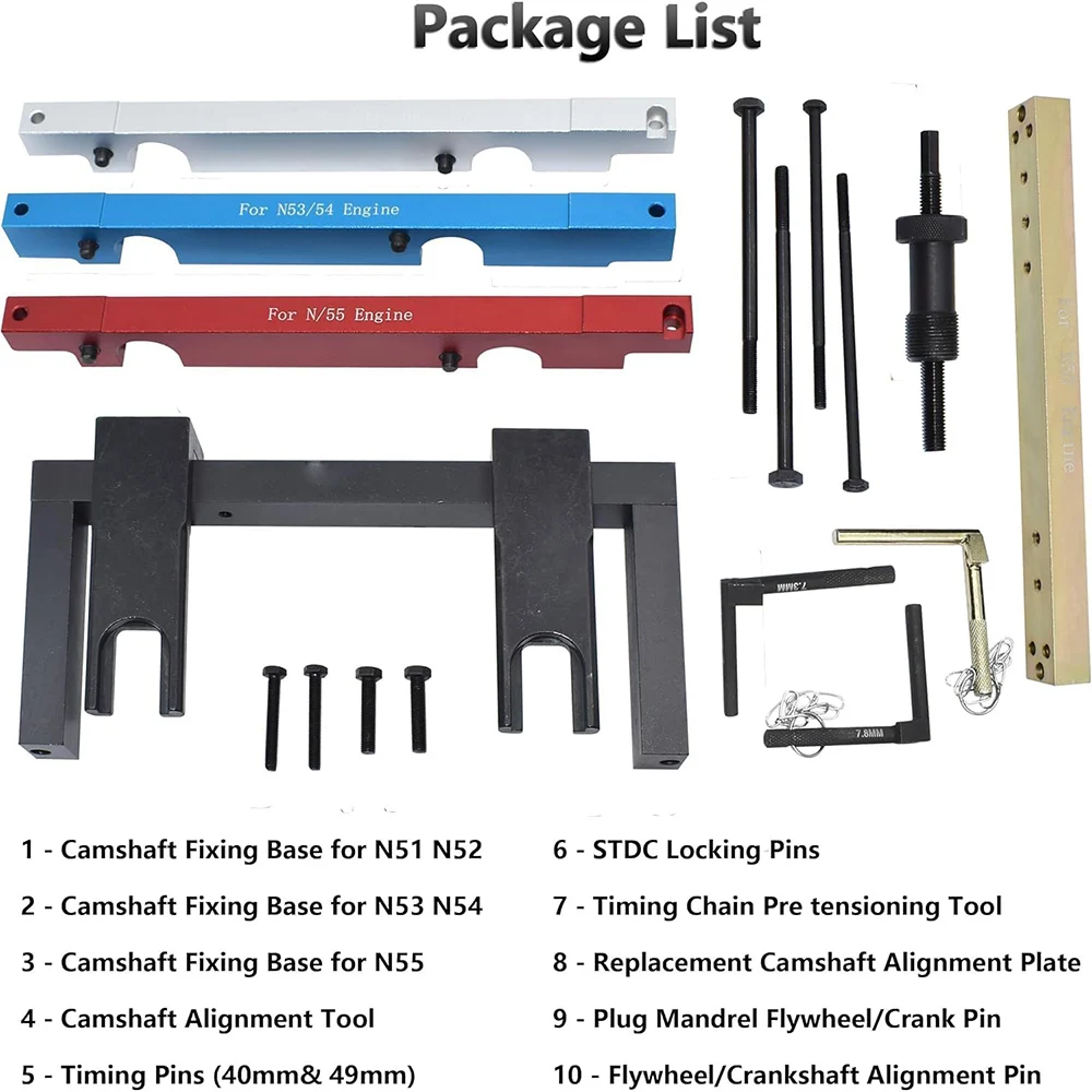 Набор инструментов для блокировки распределительного вала двигателя Vanos для двигателей BMW 2,5 3,0 N51 N52 N53 N54 N55 S55