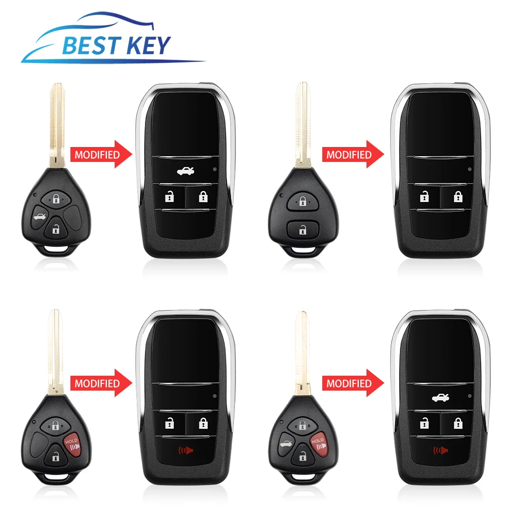 BEST KEY Etui na kluczyk samochodowy do Toyota Corolla Camry RAV4 Avlon Crown Reiz Yaris Prado Wymień zmodyfikowany Flip Hosing TOY43