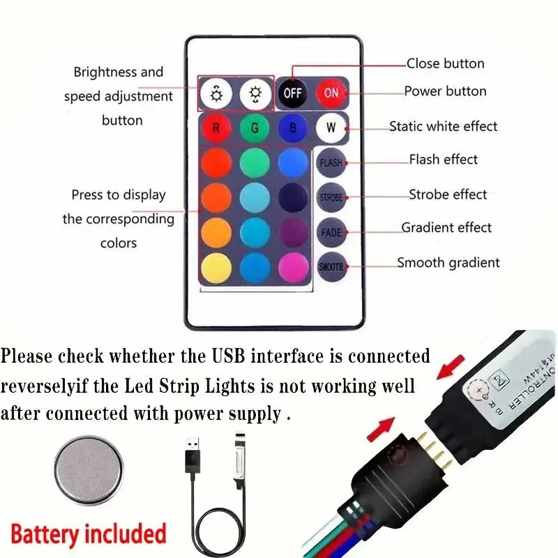 LED Strip Lights 10M 15M USB 24-key Infrared Remote Control RGB Multi-color Christmas Holiday Lights Room Decoration LED Strip