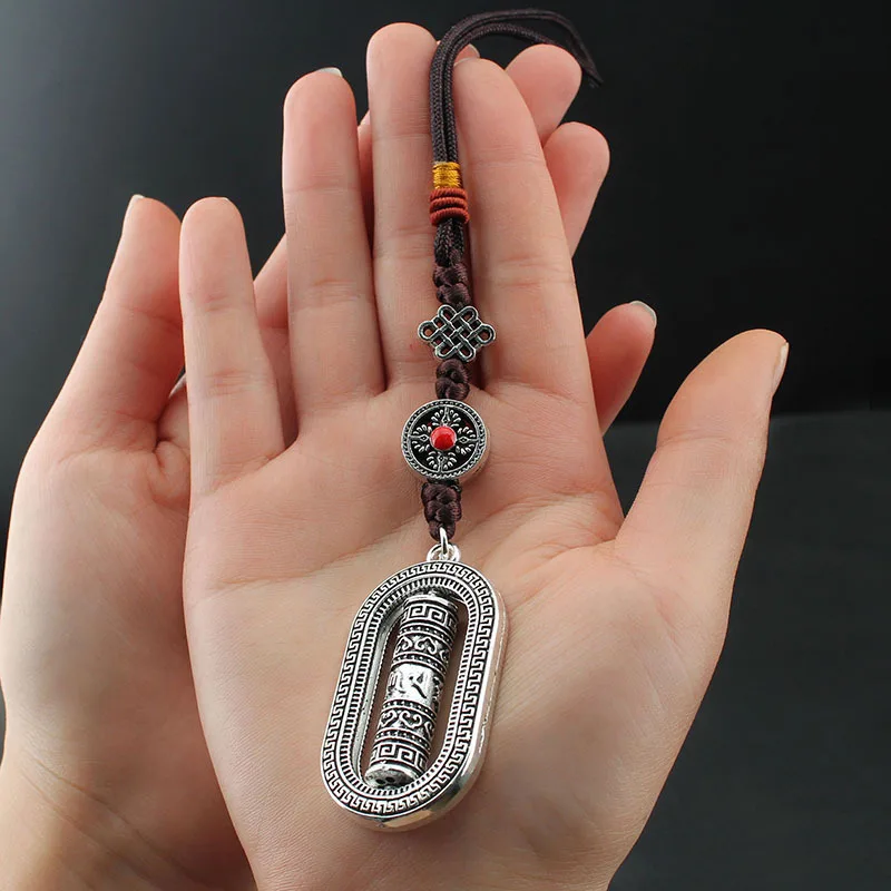 DIY accessories Tibetan six-character proverbs rotary tube pendant rotatable Vajra demon pestle car bag pendant scenic jewelry p