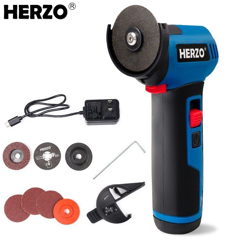 HERZO 7.2V Cordless Type-c USB Rechargeable Brushless Mini Grinder Cutter for Cutting Polishing Ceramic Tile Woo