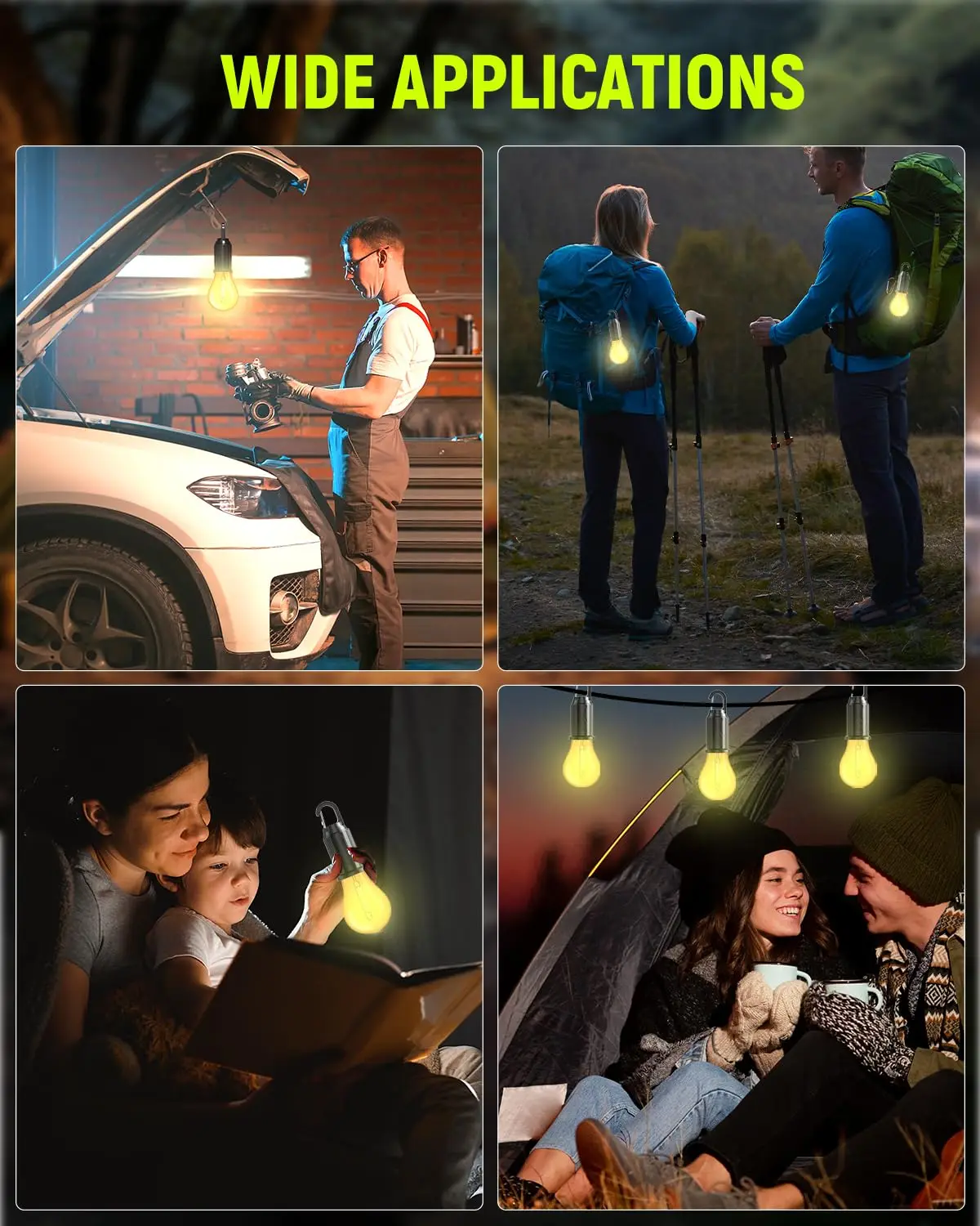 قابلة للشحن LED التخييم ضوء Type-C 400mAh 100LM خيمة مقاومة للماء فانوس مع هوك 3 وضع للمشي لمسافات طويلة الصيد في حالات الطوارئ في الهواء الطلق