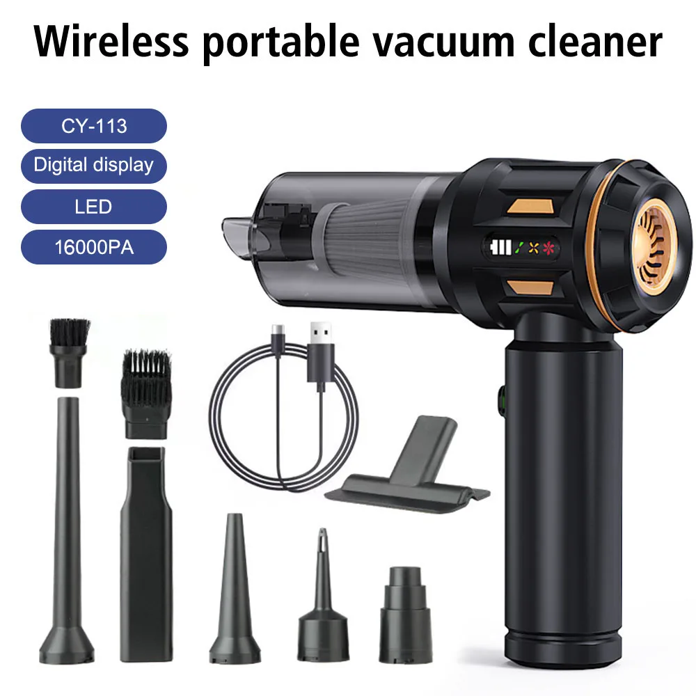 4 في 1 مكنسة كهربائية قوية للنفخ/الشفط للسيارة، مكانس كهربائية محمولة، مؤشر LED لاسلكي، منفضة هواء سريعة التضخم