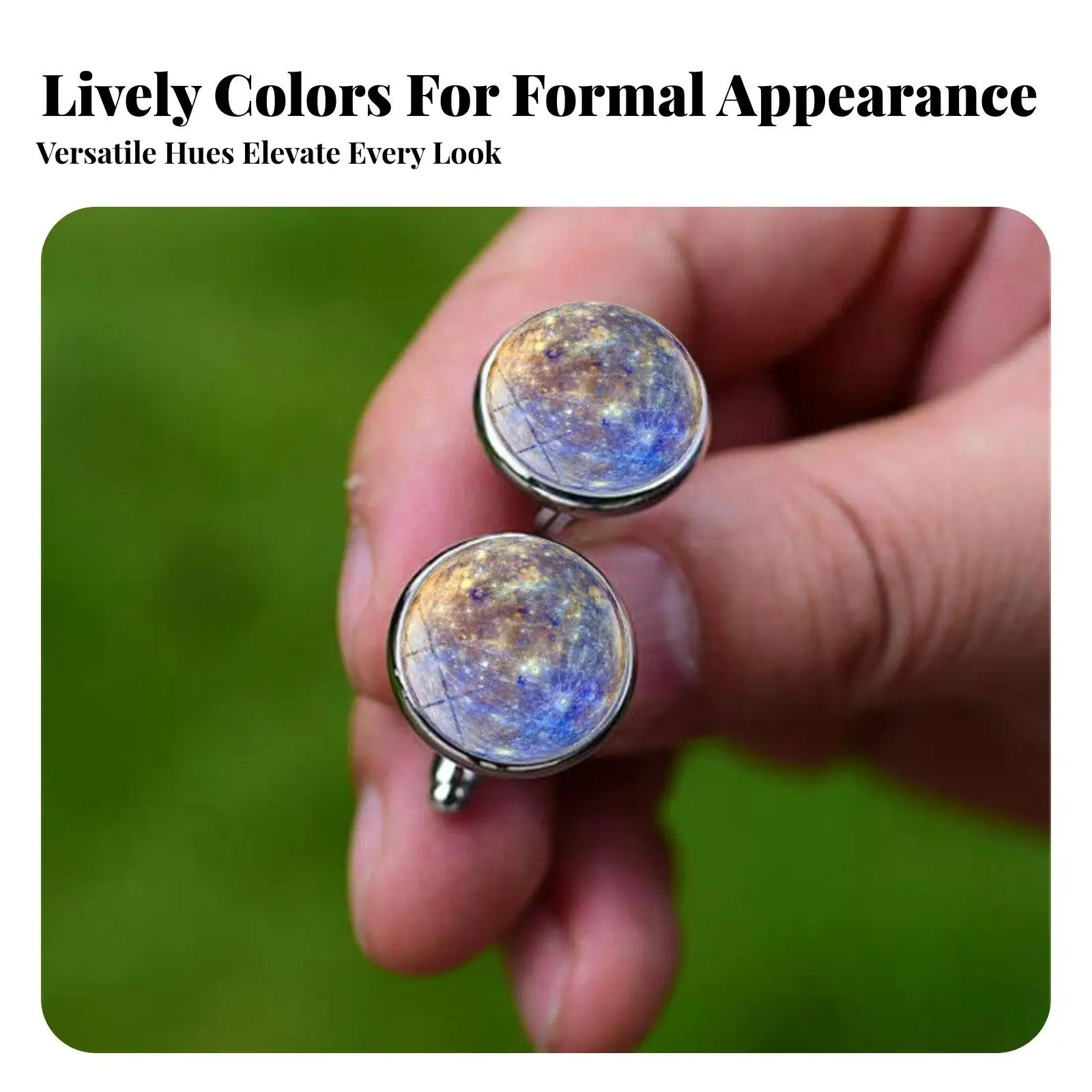 Celestial Design Men Cufflinks Alloy Glass Space Theme Shirt Accessory for Wedding Party Business