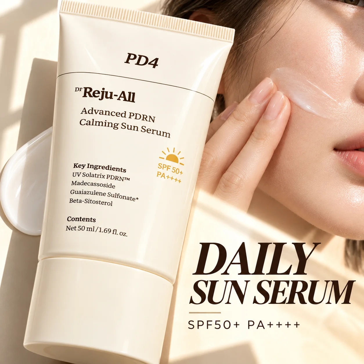 PD4 Dr Reju-All PDRN Calming Sun Serum 50ml Soothing Moisturizing Hydrating UV Protection Daily Face Care Sunscreen