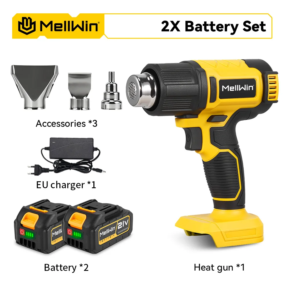 MELLWIN 540 ° C Draadloze Elektrische Heteluchtpistool 25 Versnelling Aanpassen Heteluchtpistool Voor Auto Film Strippen Lak Voor Makita 18 V batterij Pin