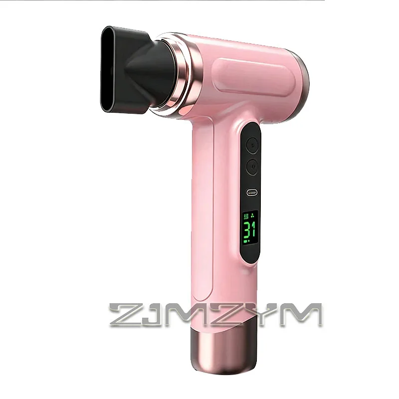 Portable Hair Dryer USB Charging Ergonomic Grip Hot and Cold Air Hair Dryer 200W Fast Drying Lightweight with Nozzle