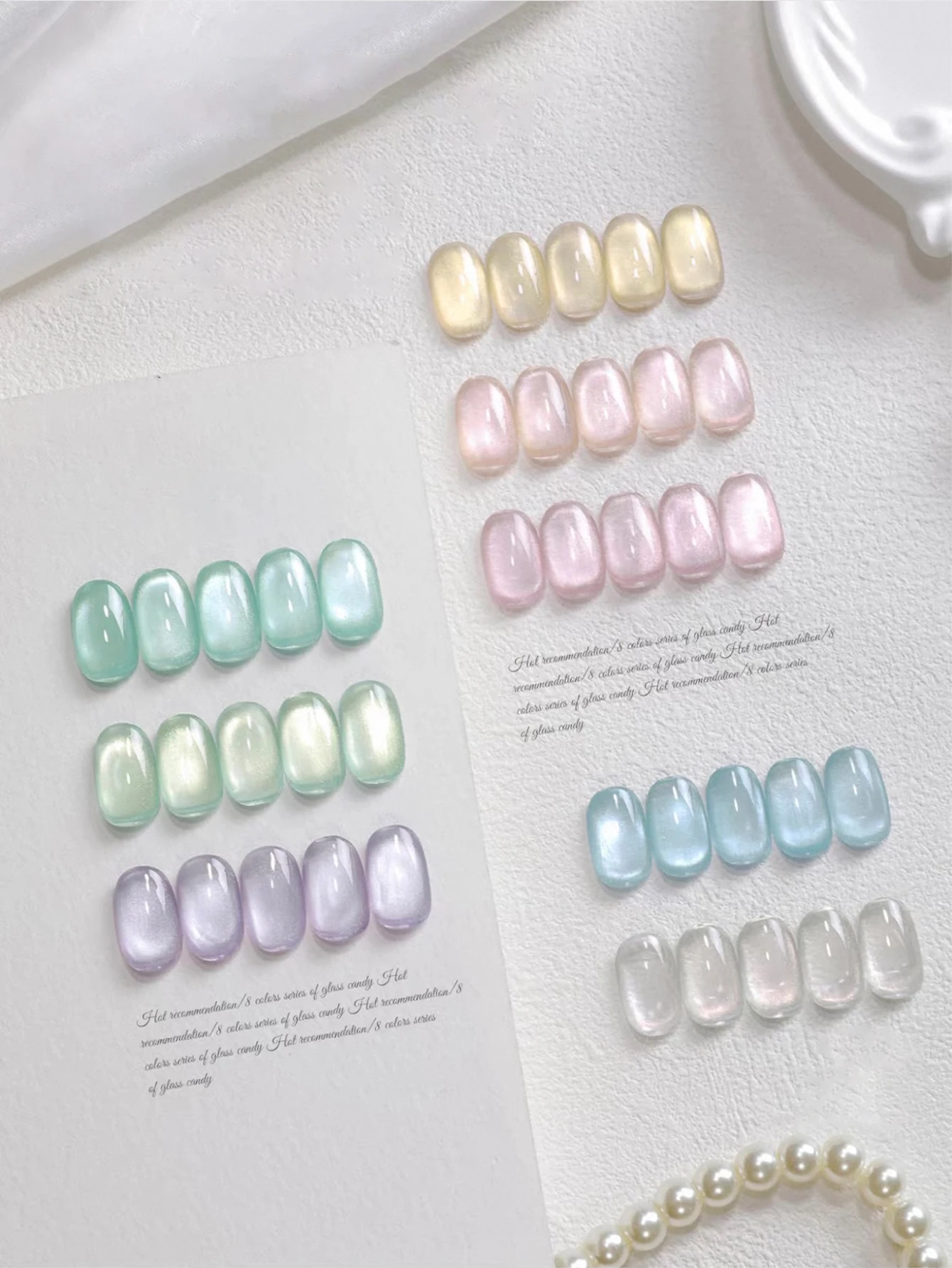 8pcs 15ml Summer Candy Glass Colored Candy Cat Eye Gel Nail Polish UV LED Curing Holiday Gift for Women Nail Care Supplie