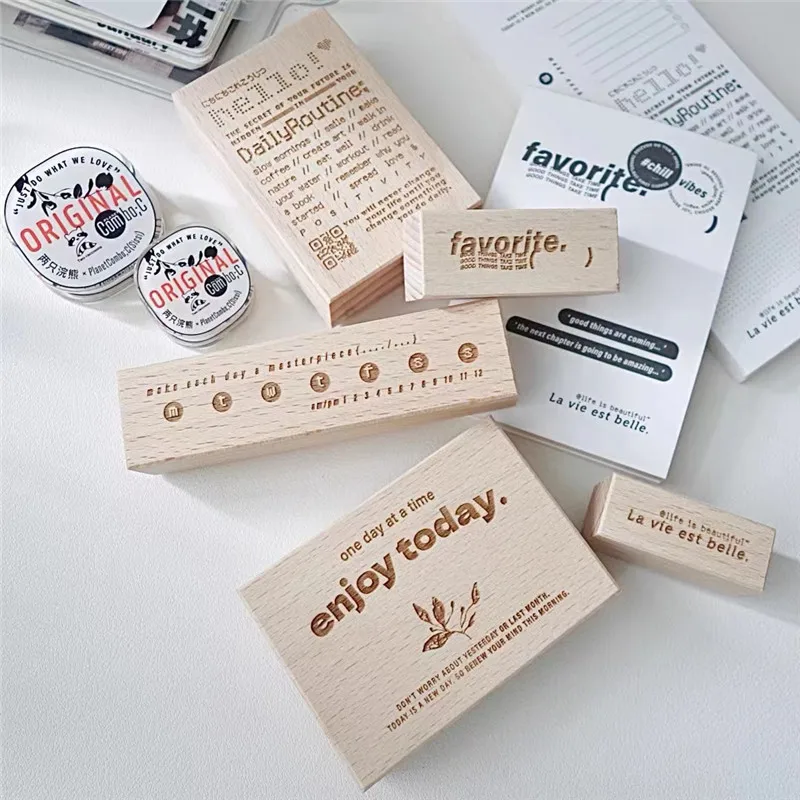 Vinage Casual Attitude English Words Wooden Rubber Stamp for DIY Scrapbooking Photo Album Card Making