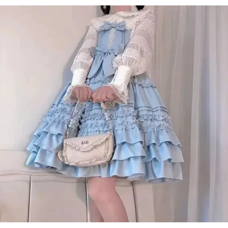 

YUIPO Pink Victorian Sweet Kawaii Blue Berlin Girl Lolita Cute Vintage Jsk Sleeveless Bow Lace Princess Tea Party IX7x;4'b,5;y,8