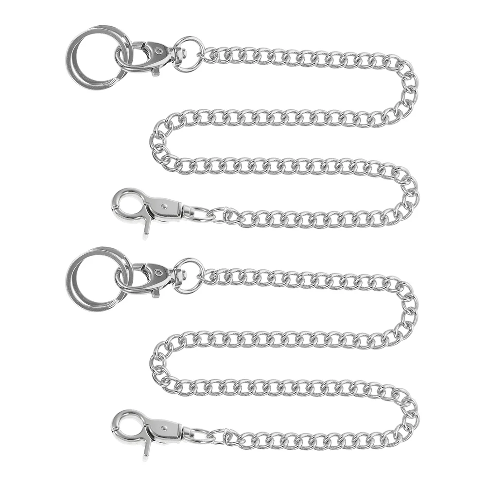 

2 Pcs Metal Watch Women Jean Chains Stainless Steel Pants Accessory Pocket Watch Decorative Jeans Chain Wear Resistant Hanging