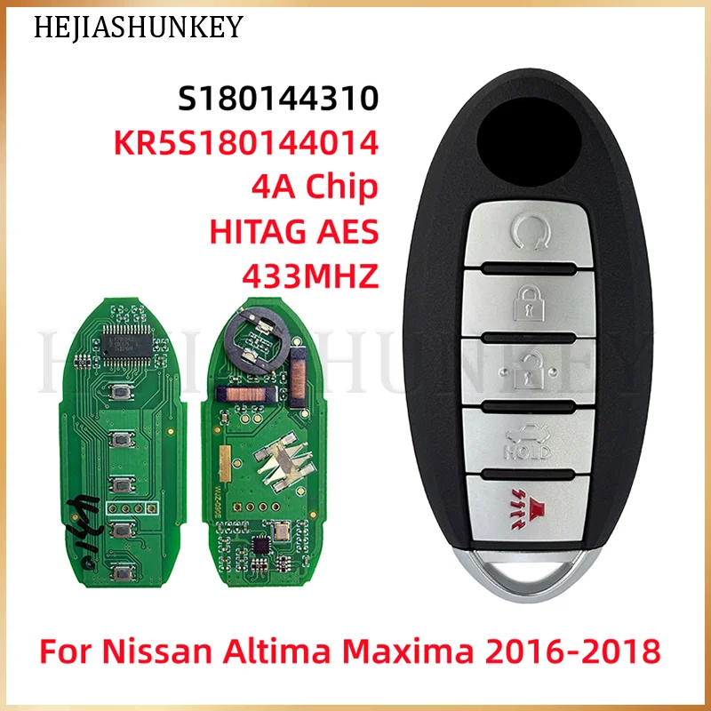 KR5S180144014 S180144310 433MHz 4A Chip 5Button Smart Remote Car Key Fob HITAG AES For Nissan Altima Teana Maxima 2016 2017 2018