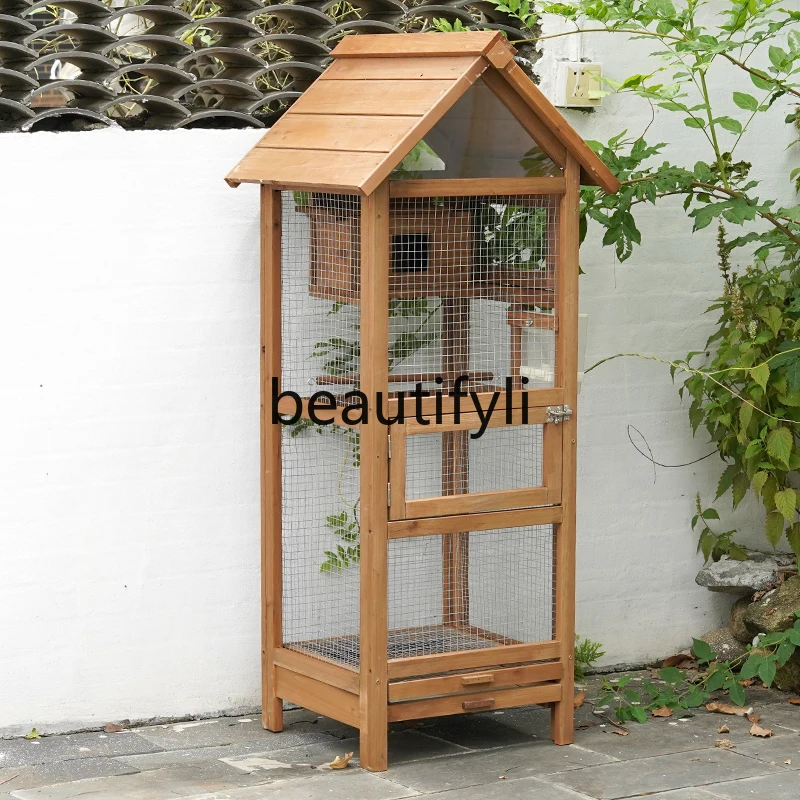 

Outdoor Parrot Cage Solid Wood Large Bird Cage Home Luxury Villa