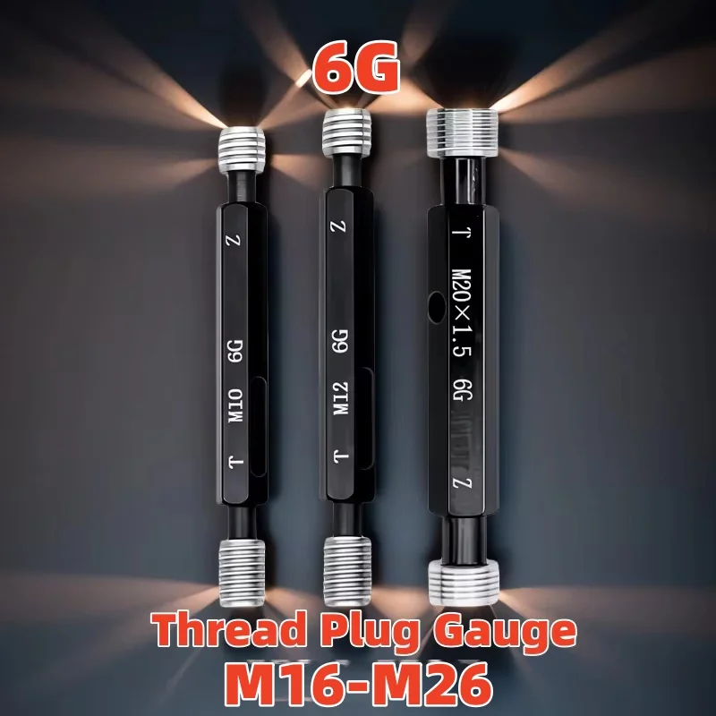 1PCS M16-M26 Steel Mer-cury Gage Metric Fine Thread Plug Gauge High Quality Wholesale 6G M16M17M18M19M20M21M22M23M24M25M26