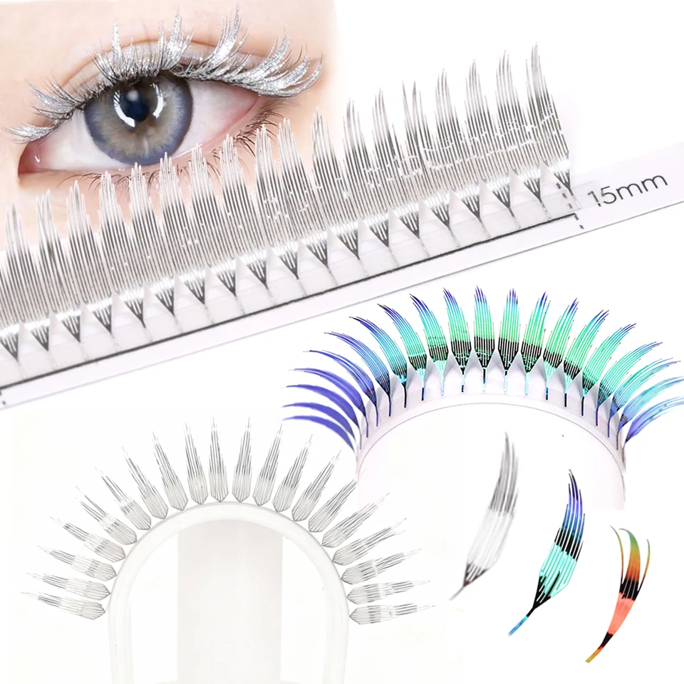 

New Color Comic Spire Lashes Silver Aurora Manga Premade Fans Eyelash Extension For Christmas Cosplay Party Tinsel Anime Lashes