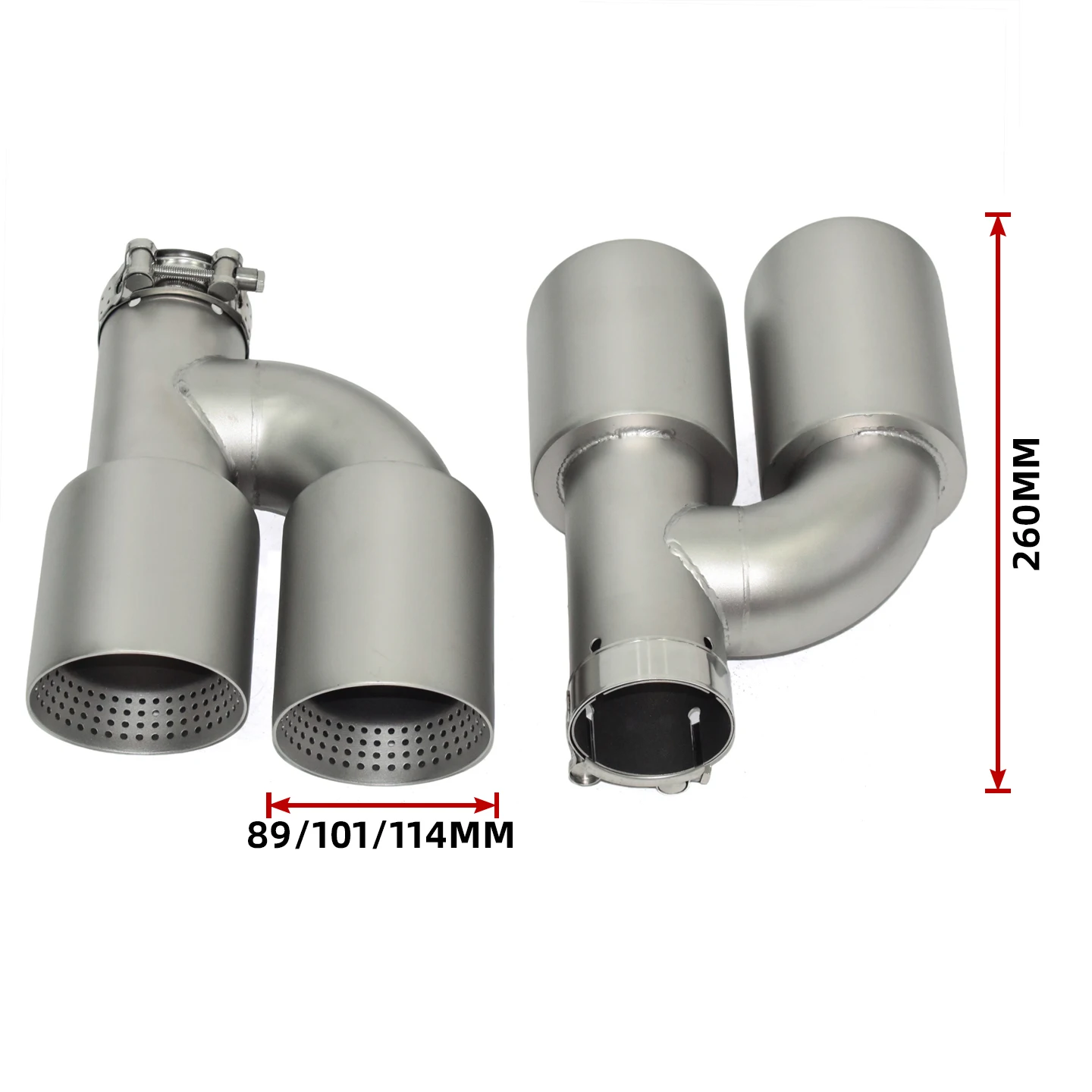 Universal Matte Silver Stainless Steel Exhaust  Tips With AK Logo for VW Golf R MK6 MK7 Exhaust Tips Muffler view 5