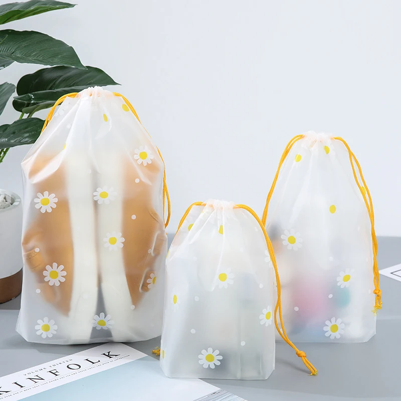 

Portable Shoe Storage Organizer Travel Storage Bag Waterproof Transparent Plastic Storage Bag Drawstring Cosmetic Bags