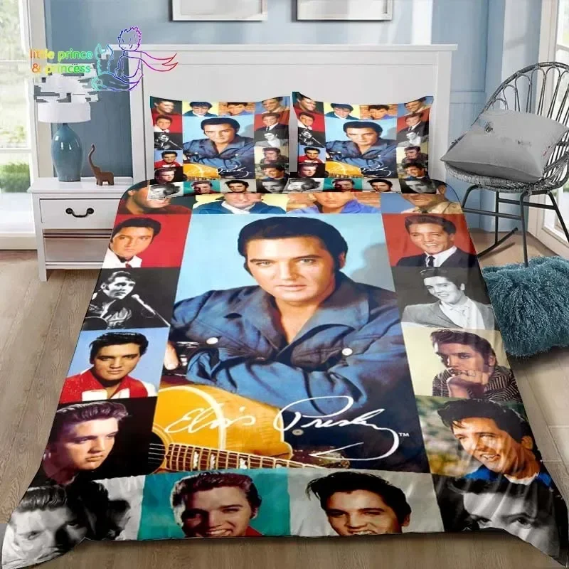 Poster Collection E-Elvis Presley Bedding Set Single Twin Full Queen King Size Bed Set Adult Kid Bedroom Bedding Gift