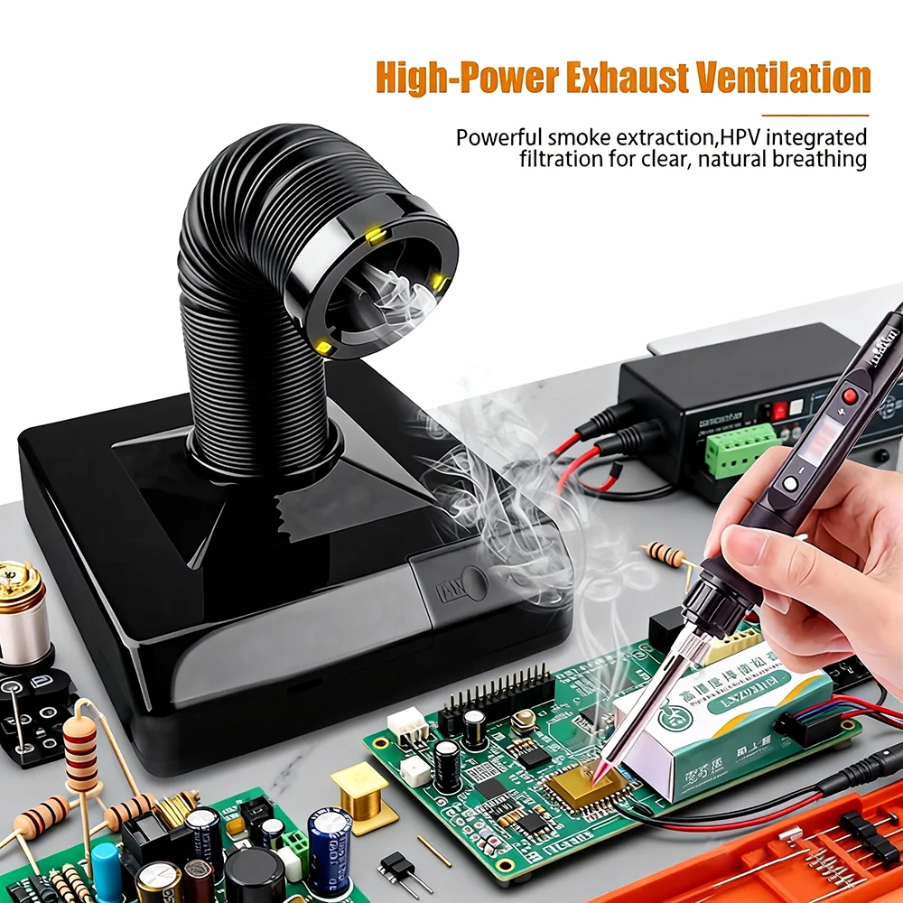 60W Soldering Fume Extractor High-Power Dust Collector High-Efficiency Ventilation Fume Remover for Soldering & Welding