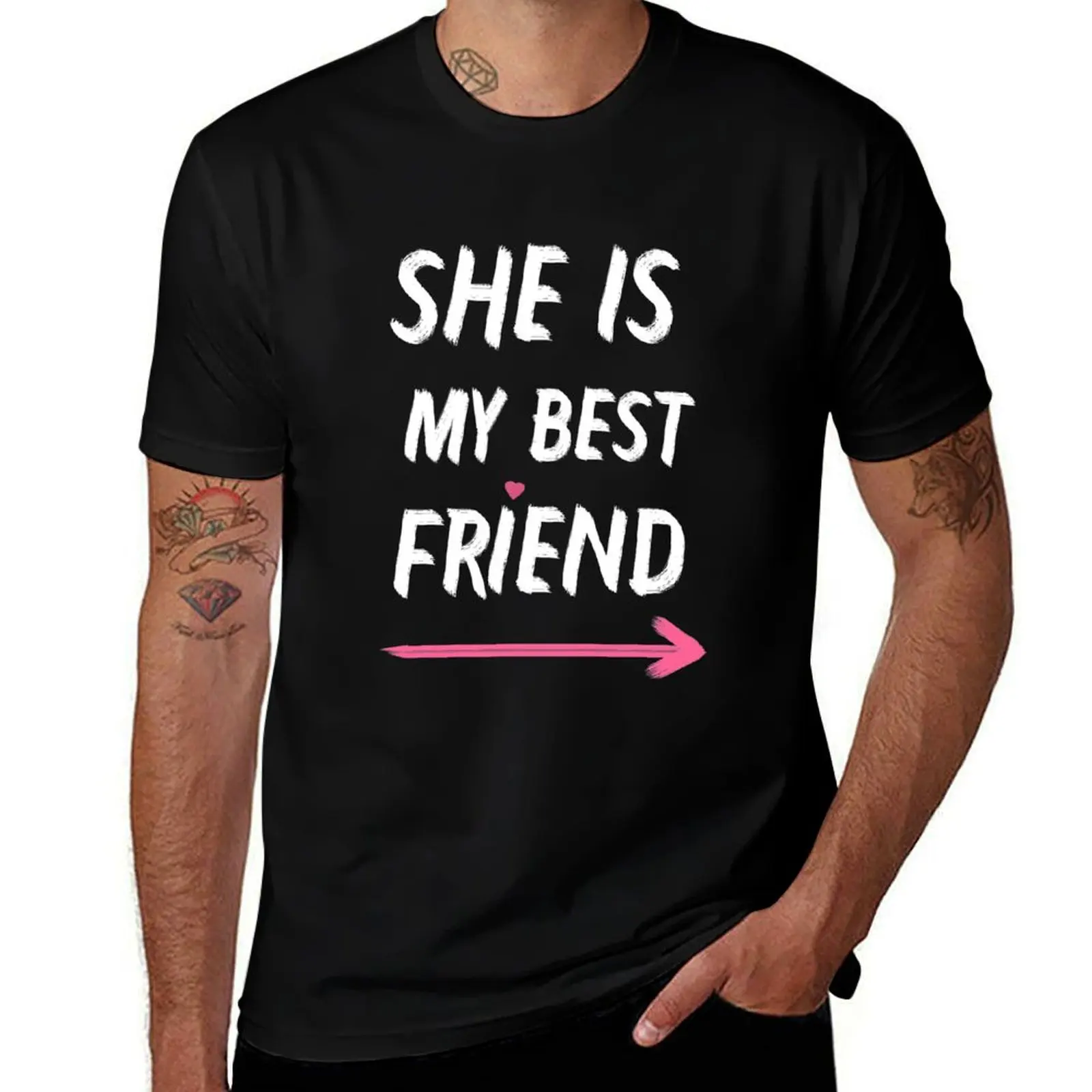 

Best friend with pink arrow T-Shirt anime shirt graphics korean fashion tshirts personalised heavy weight t shirts for men