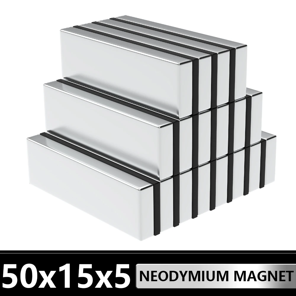 1~20Pcs Block Magnet 50mm x 15mm x 5mm N35 NdFeB Super Powerful Neodymium Magnets Strong Permanent Magnetic imanes 50x15x5