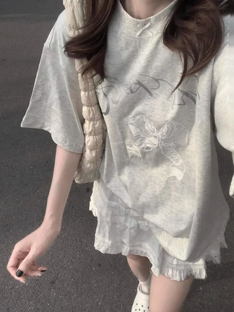 

Женская футболка из чистого хлопка в стиле ретро-американский узелок, повседневная, летняя, универсальный дизайн, топ