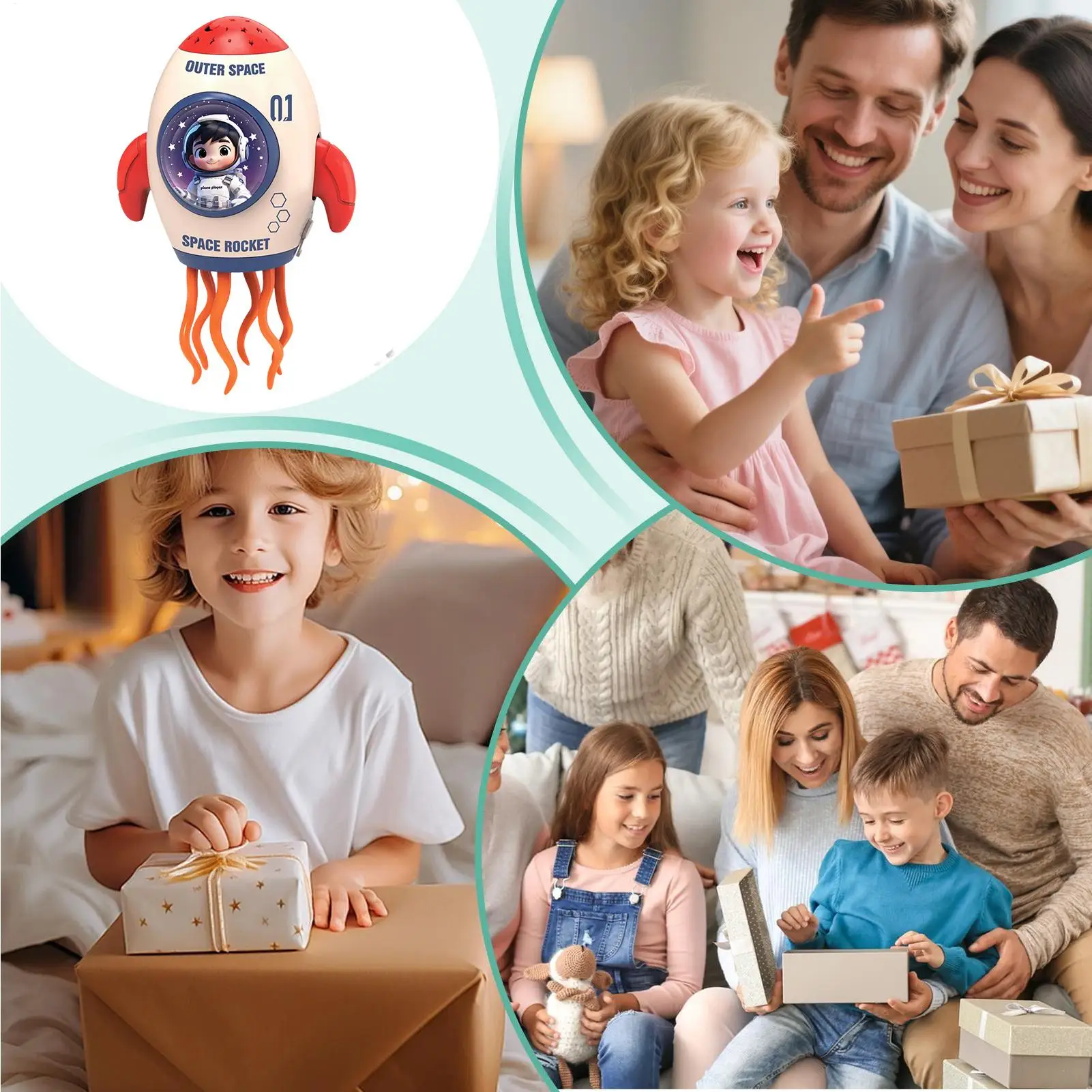 Balançando cabeça de foguete balançando brinquedo de dança interativo pré-escolar aprendizagem educacional ao longo brinquedo animal com luzes música crianças presente