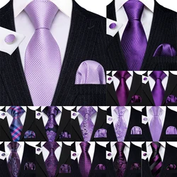 Erra. Wang-Ensemble de boutons de manchette Hanky InjMens, cravate de présidence en jacquard de verre violet, cravate pour mariage masculin, fête d'affaires, CAN ac, µ, mauve