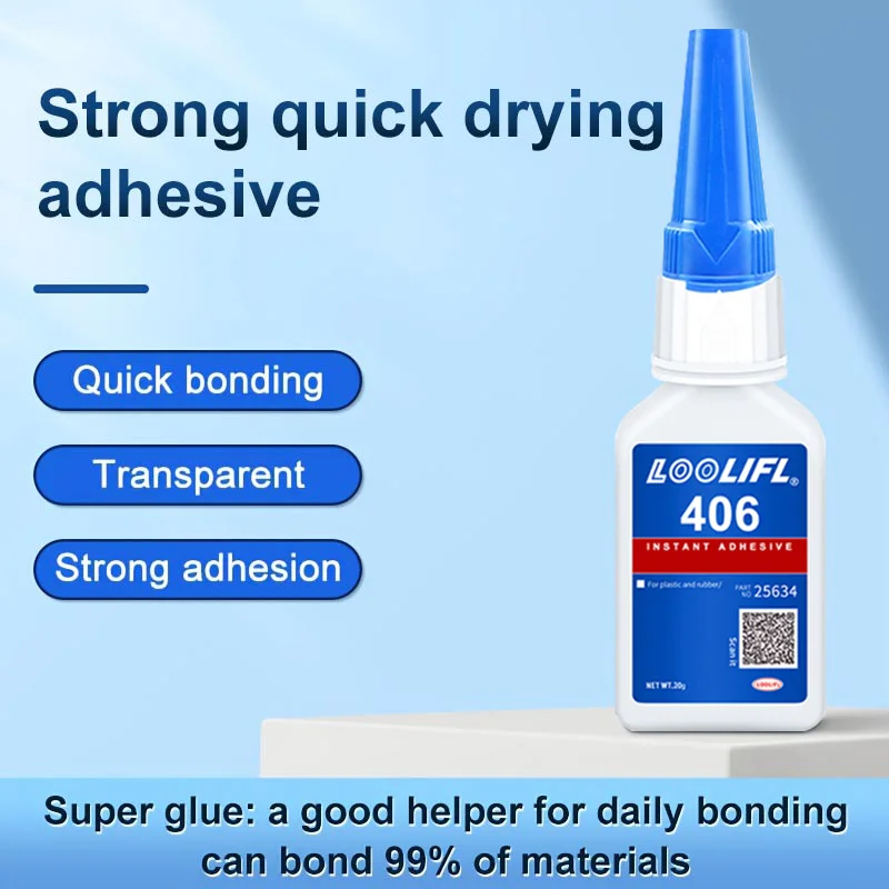 LOOLIFL 406 Sofort-Superkleber 20 ml – 5 s schnell trocknendes Cyanacrylat. 1–3 Stück für Autoteile/Spielzeug/Bastelarbeiten/Schuhreparatur