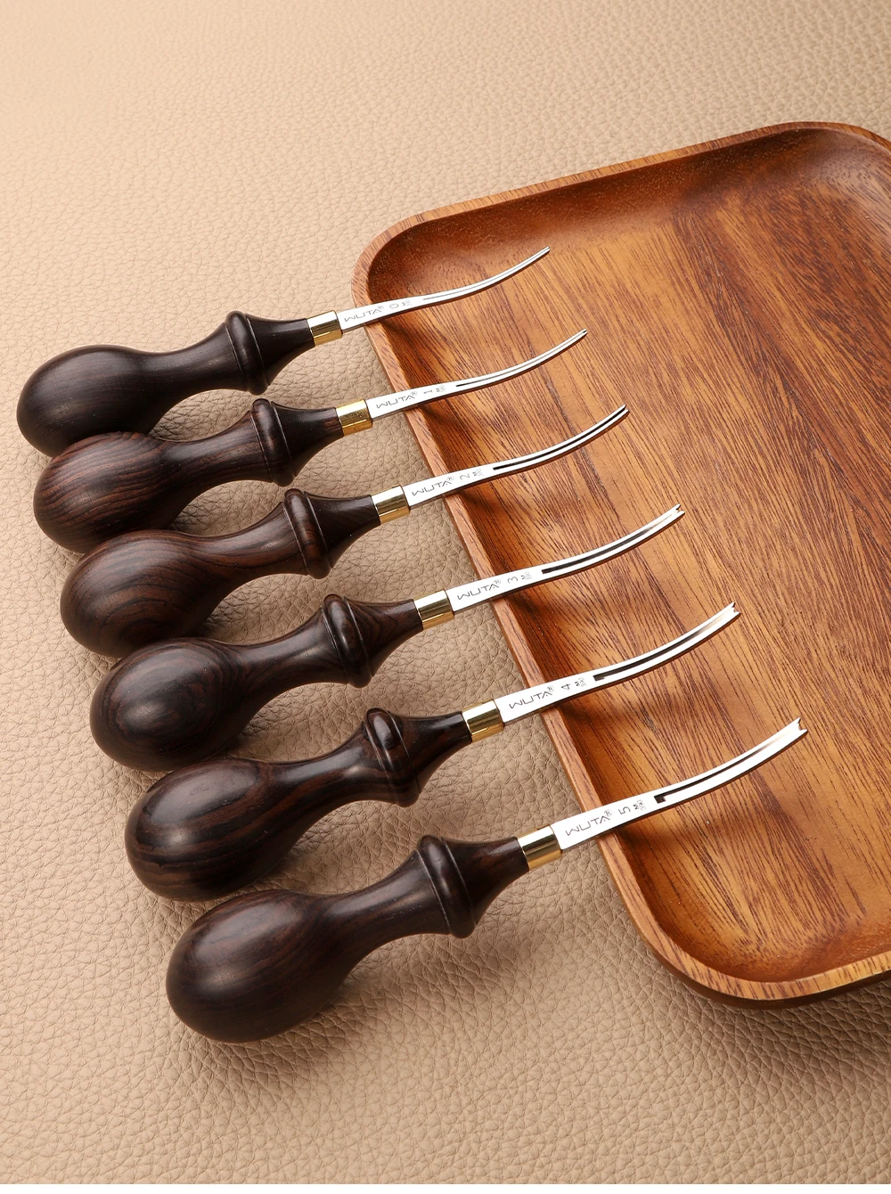 WUTA 1PC Leather Edge Beveler PRO Skiving Craft Work M390 / DC53 Steel Ebony Handle Cutter Edger Creaser Skiver Leather Tools