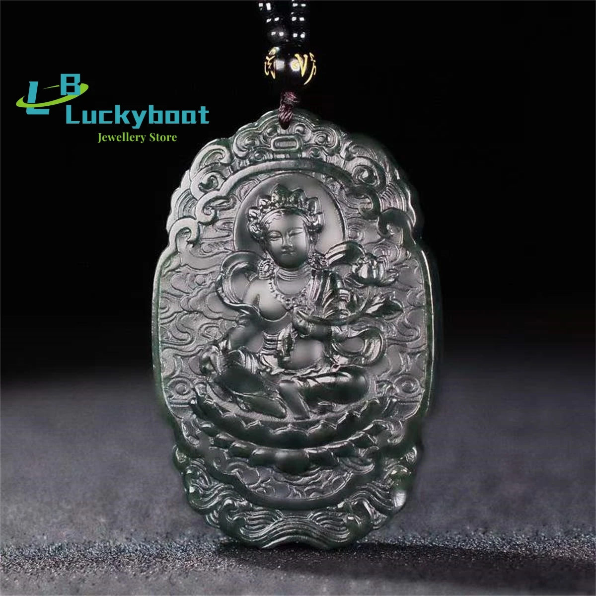 

Natural Hetian Qingyu Lotus Guanyin Pendant Simple and Elegant Personalized Fashion Versatile for Men and Women