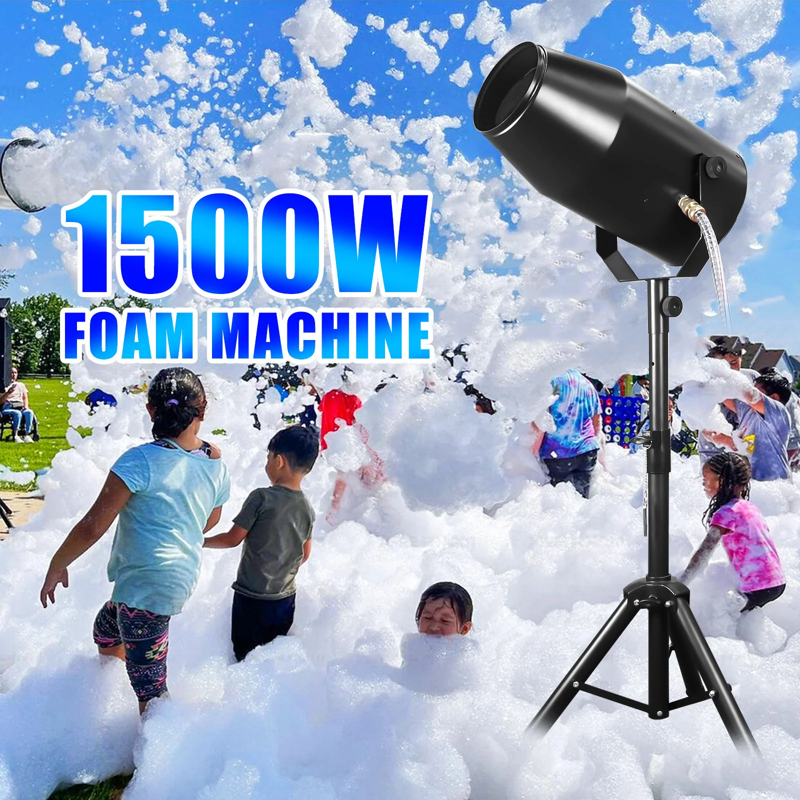 Butoy 1500W Summer Electric Foam Machine Manual Control Iron Plastic Foam Spray Cannon for Outdoor Parties Parks Swimming Pools