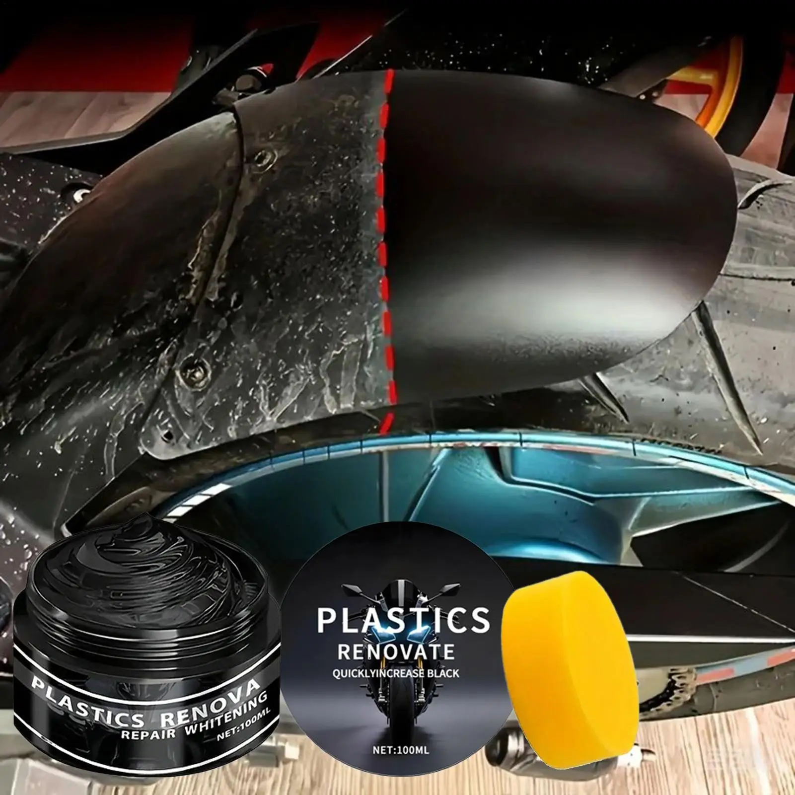 Automotive Plastic Repair Agent-interior Black Trim Restorer 100ML Quick-Drying High-Gloss UV-Protectant Rubber Repair Wax
