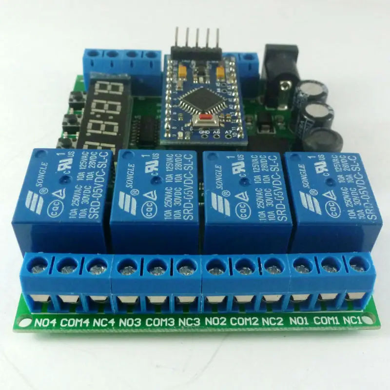 IO22C04*1+PROMINIP*1 DC12V 24V 4CH Pro Small PLC Board Relay Shield Module For Arduino diy LED Display Cycle Delay