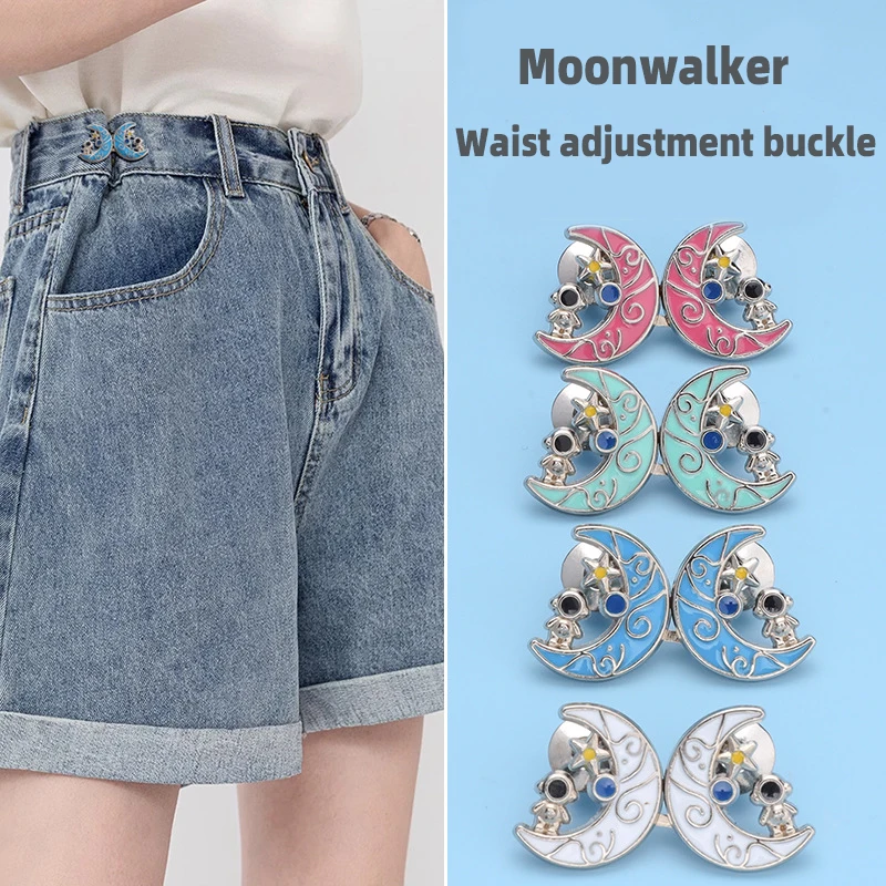 1Pair Adjustable Pants Waist Clips Moonwalker Trousers Fastener Pin Retractable Button for Jeans Perfect Fit Reduce Waist