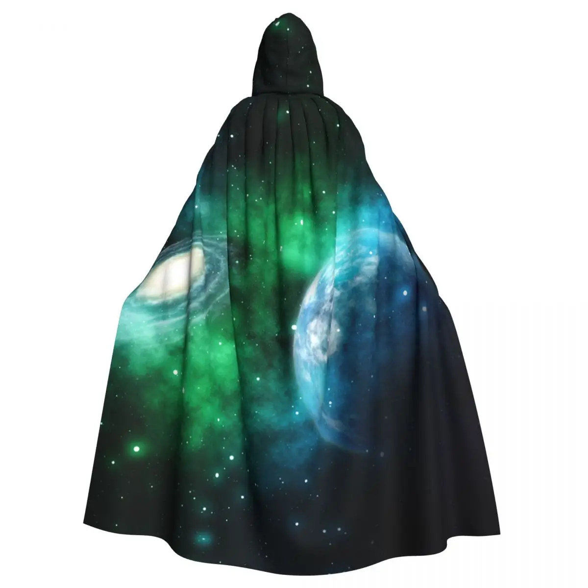 Space Planets Nebula Hooded Cloak Polyester Unisex Witch Cape Costume Accessory