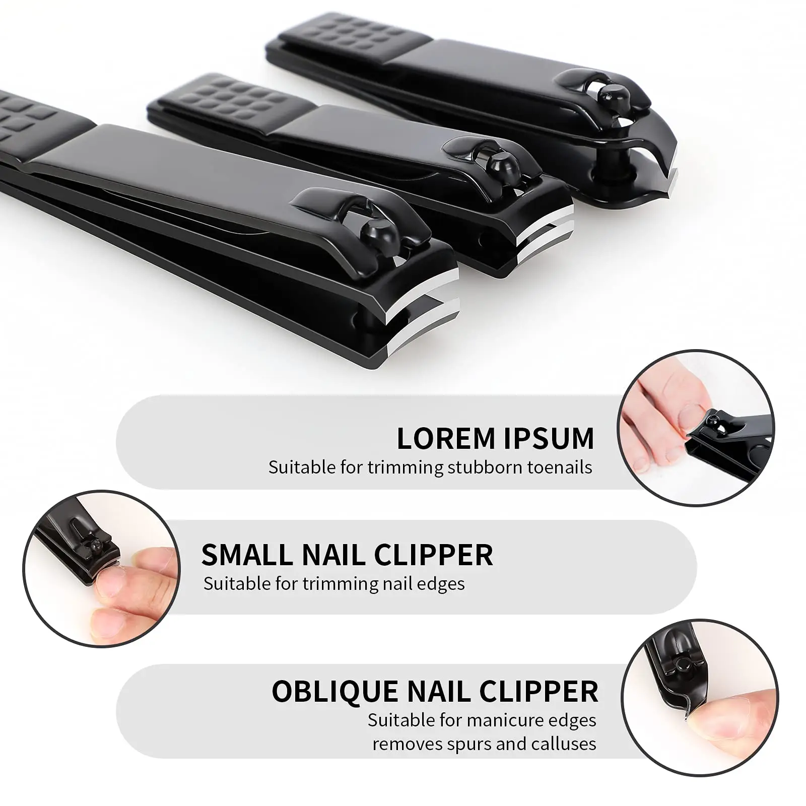 Nail Clippers Set Sharp Stainless Steel Fingernail Clipper & Toenail Clippers Black Nail Cutter Large and Small view 5