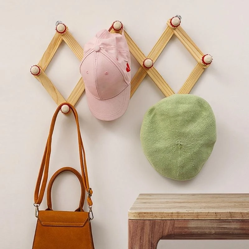 

Wooden Wall Mounted Rack for Hanging Clothes Or Bags Expandable Caot Hanger .Y1QB