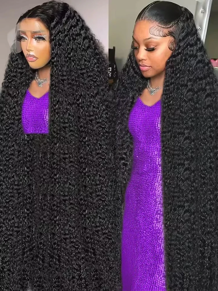 300% Ad Alta Densità Sciolto Onda Profonda 13x4 13x6 HD Veletta Frontale Parrucche Dei Capelli Umani Acqua Riccia 40 46 Pollici Parrucca Anteriore Del Merletto Per Le Donne