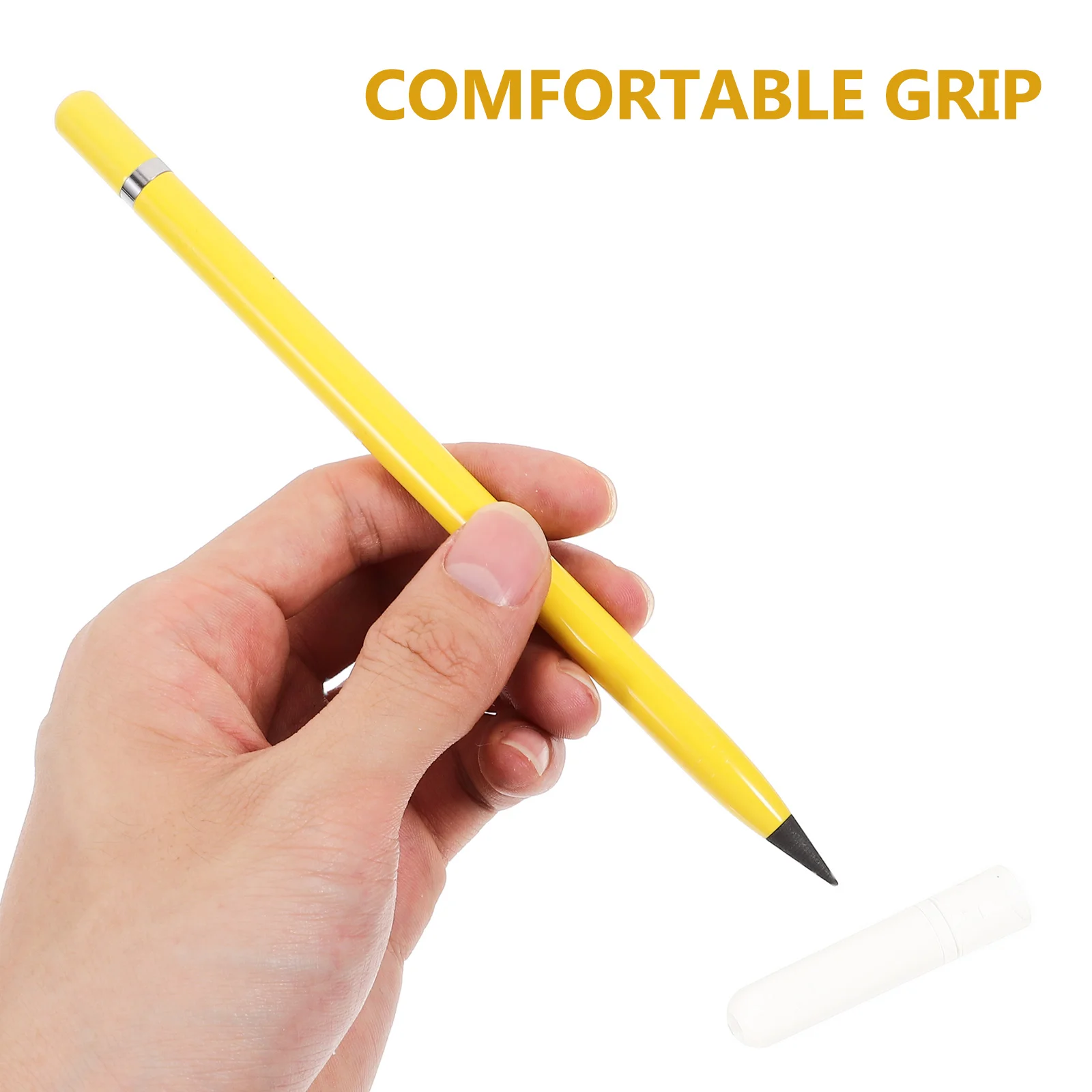 3pcs Inkless Pencils Set Metal Tips No Sharpening Yellow White Black Sketch Drawing Writing Everlasting Pencil Kids Students