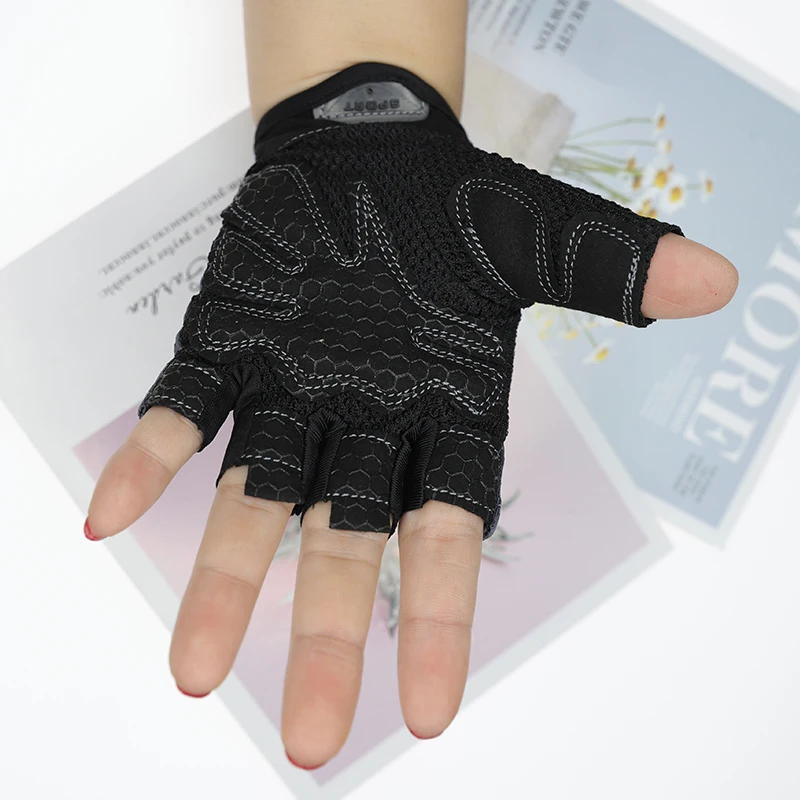 Cycling Fingerless Gloves for Women Men Fitness UV Protection Gym Barbell Breathable Mesh Anti-Slip Summer Fishing Bicycle