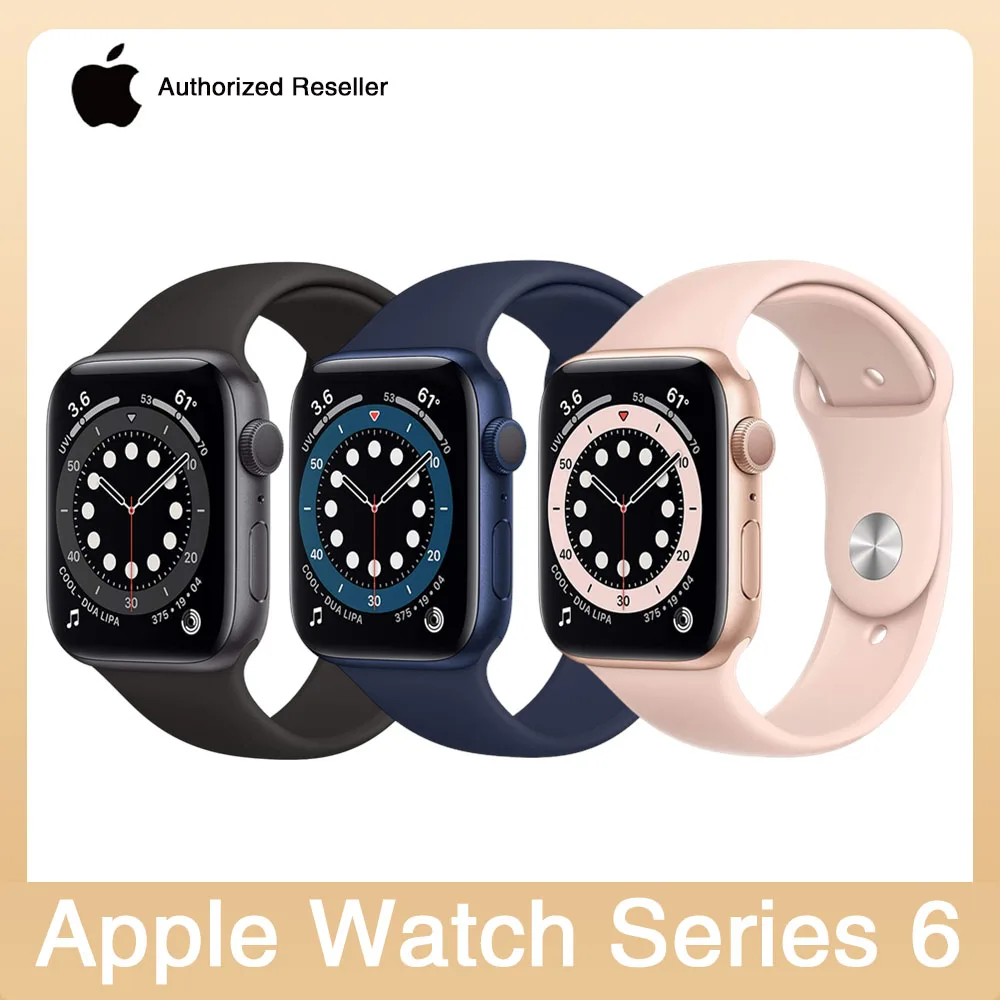 Apple Watch Series 6 40mm / 44mm Apple Watch S6 Aluminum Case with Sport Band iOS SmartWatch (Renewed)