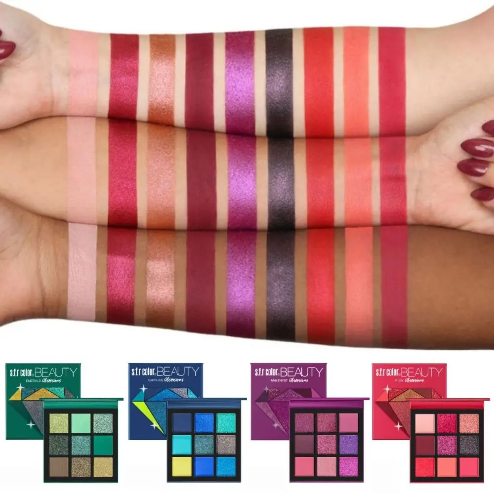 Paleta de sombras foscas à prova d'água, sombra brilhante, suave, não gordurosa, 9 cores, base de sombra para os olhos