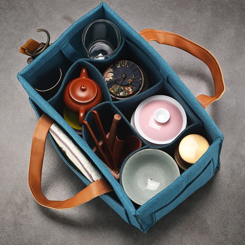 2024 Outdoor Travel Tea Set Storage Bag Portable Car Teapot Tea Cup Storage Bag Multi functional Storage Bag Tea Cozies LF395