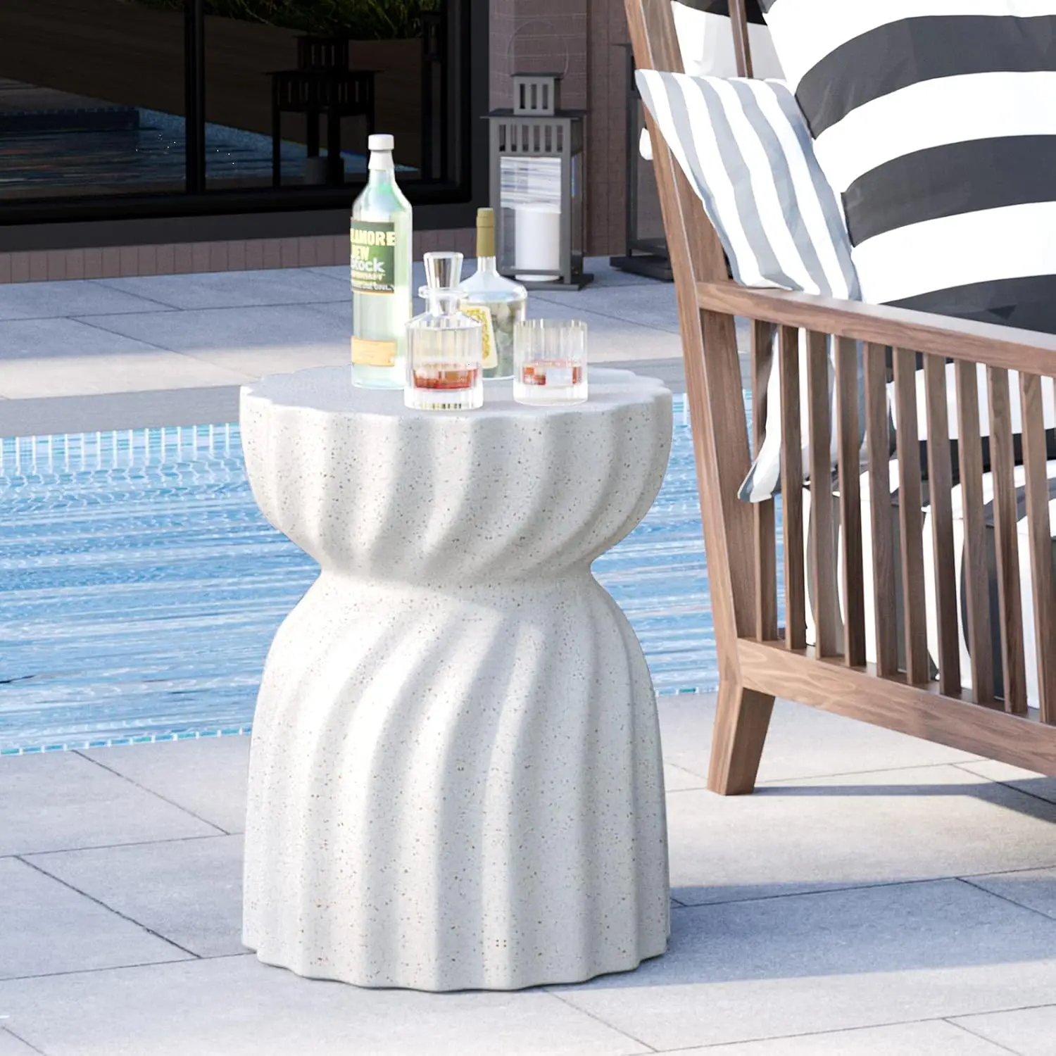 

Unique Outdoor Concrete Side Table,Round Patio End Table, Lightweight Small Accent Garden Stool for Indoor Use,, Customized