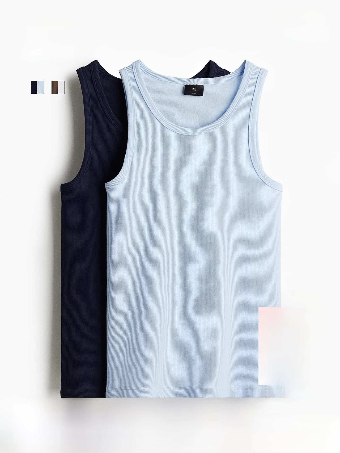 

H&M Men's Svel round Ne Vest 2-Pa Slim Fit Spor Sle Cotton Polyester Blend Faion Urban Wear Summer Collection