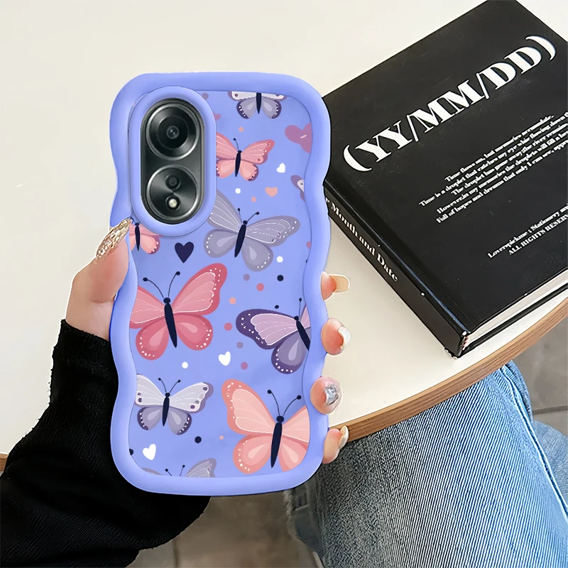 حافظة هاتف عصرية لهاتف OPPO A3x A17 A38 A57 A58 A59 A60 A76 A78 A79 A98 F27 F29 RENO 7 7Z 8T 11 12 13 F PRO غطاء مموج ناعم