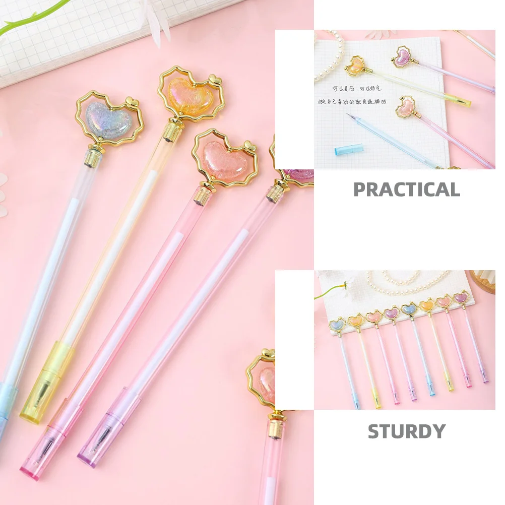10pcs Heart Gel Cute Writing Pens For Students Girls Office Multipurpose Stationery Note Students Prize Gifts Taking Pens